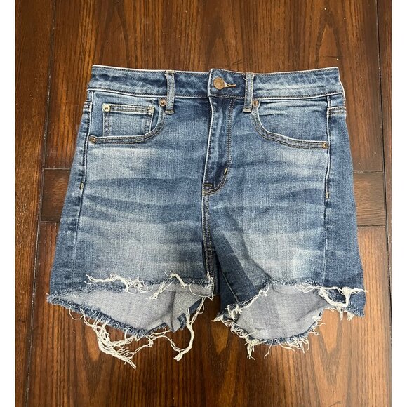 American Eagle Outfitters Pants - American Eagle Super Hi-Rise Shortie raw Hem Denim Jeans Size 4